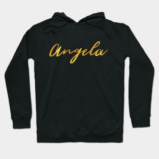 Angela Name Hand Lettering in Faux Gold Letters Hoodie